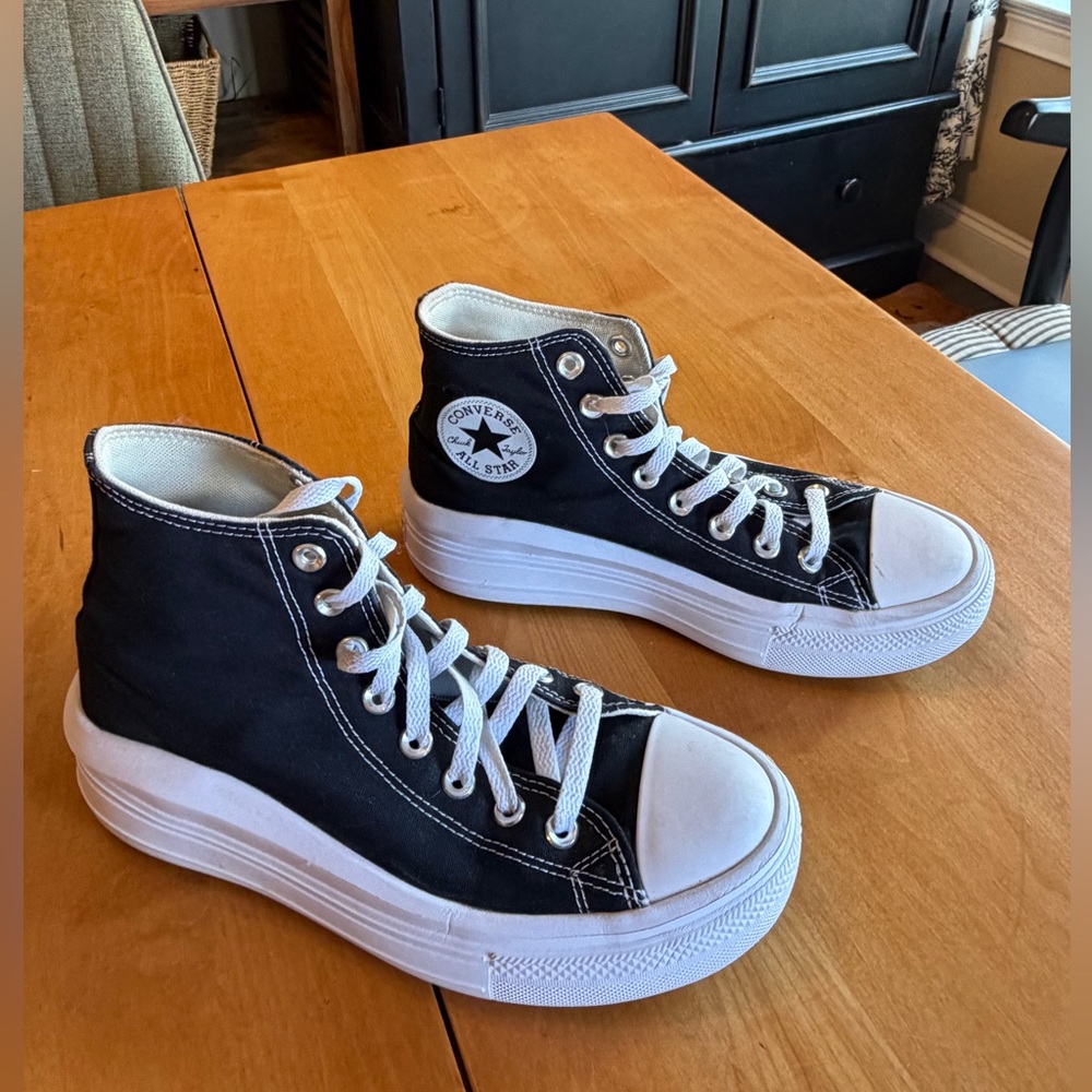 Converse Black and White Platform Hightop Sneakers